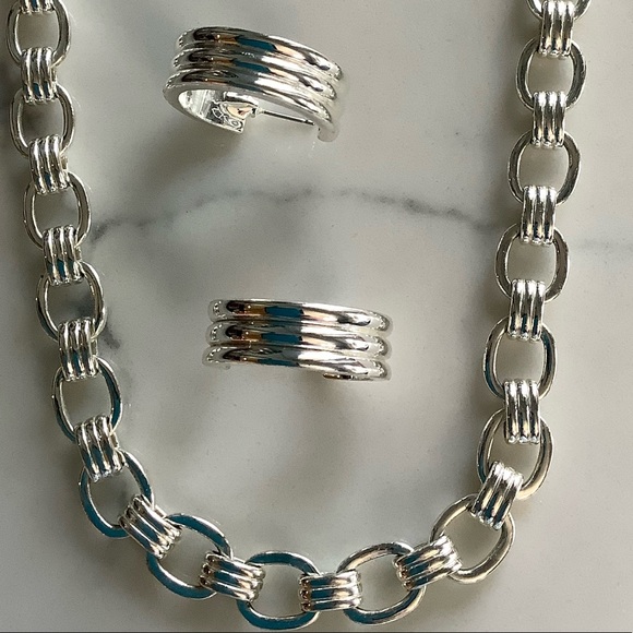 Chaps Jewelry - Chaps Chunky Link Necklace and Matching Earrings